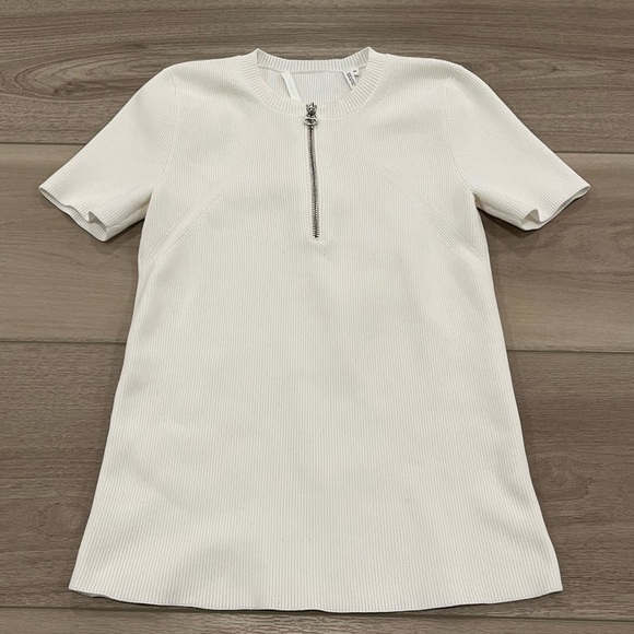 Helmut Lang Ribbed Knit Short Sleeve Quarter Zip Top size M - Picture 1 of 7